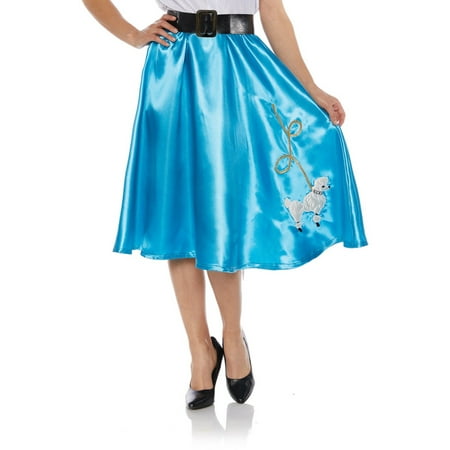 Women's 50s Turquoise Satin Poodle Skirt Costume Large 12-14