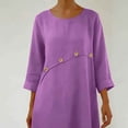 thumbnail image 6 of Women's 3/4 Sleeve Irregular Hem Linen Maxi Dress, 2026 Summer Loose Crew Neck Versatile Casual Travel Beach Dresses, 6 of 6