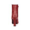 thumbnail image 4 of Unique Bargains Women's Printed Pointed Toe Chunky High Heels Ankle Boots Red (Size 8), 4 of 8