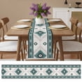 thumbnail image 6 of Green Beige Boho Table Runner 70 Inches Long,Vintage Ethnic Tribal Southwestern Cotton Linen Table Runners Dresser Scarves,Fabric Tabletop Scarf Furniture Cover for Home Dinner Party 13"x70", 6 of 9