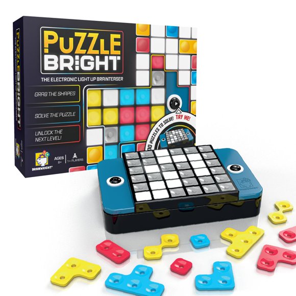 Brainwright Puzzle Bright the Electronic Handheld Puzzle Brainteaser Game - Fun Brain Games with 300+ Levels