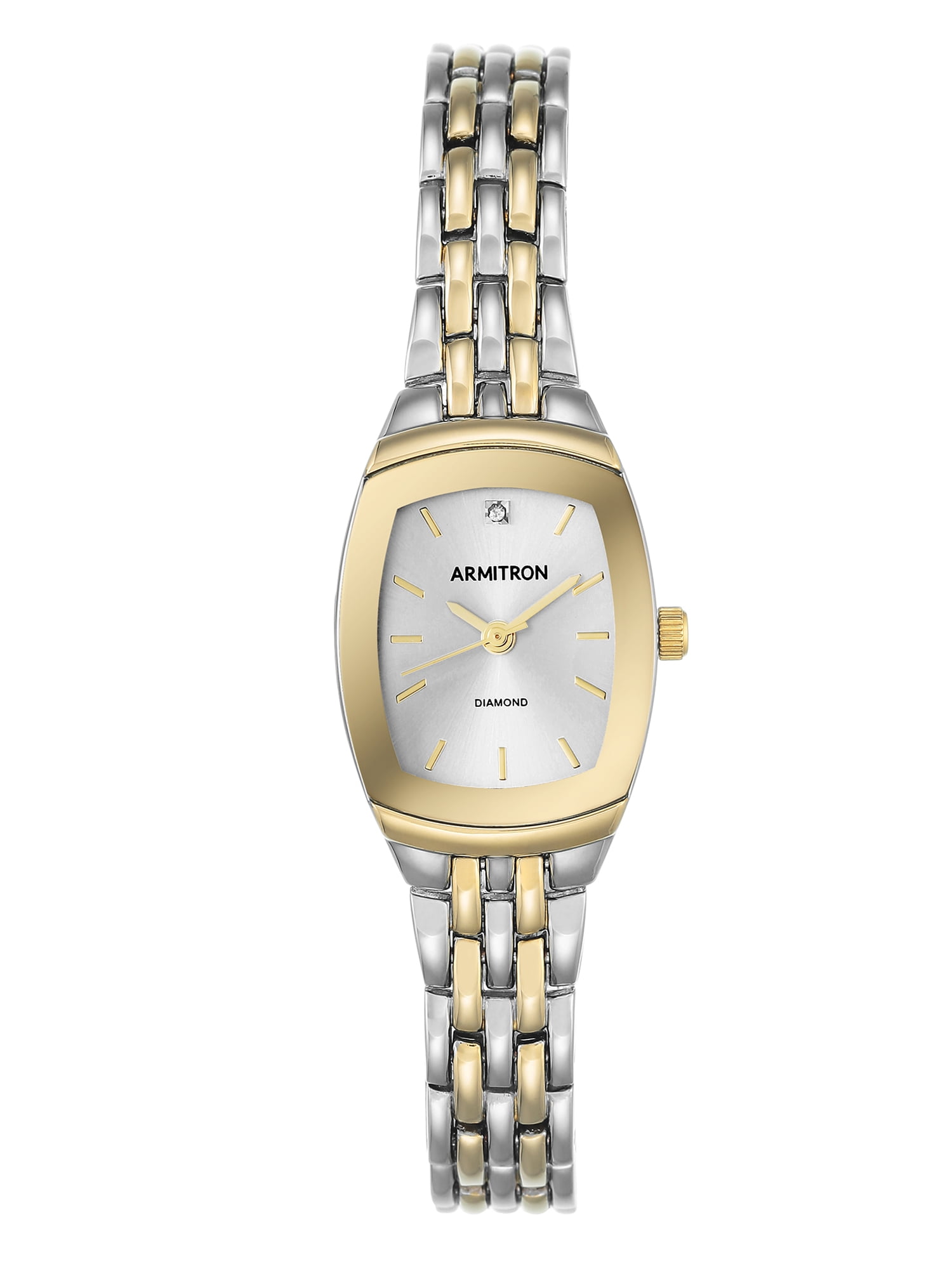 Armitron NOW Real DIAMOND Mother of Pearl Women\'s gorgeous Wristwatch! VINTAGE ARMITRON MOTHER-OF-PEARL & DIAMOND SILVER WATCH  main image 4