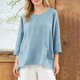 thumbnail image 2 of Blusas de Manga Larga de las Mujeres Verano Cuello Redondo Color Sólido Lino-Estilo Cardigan, Poliéster Suave Casual Abierto Frente Superior, 2 of 8