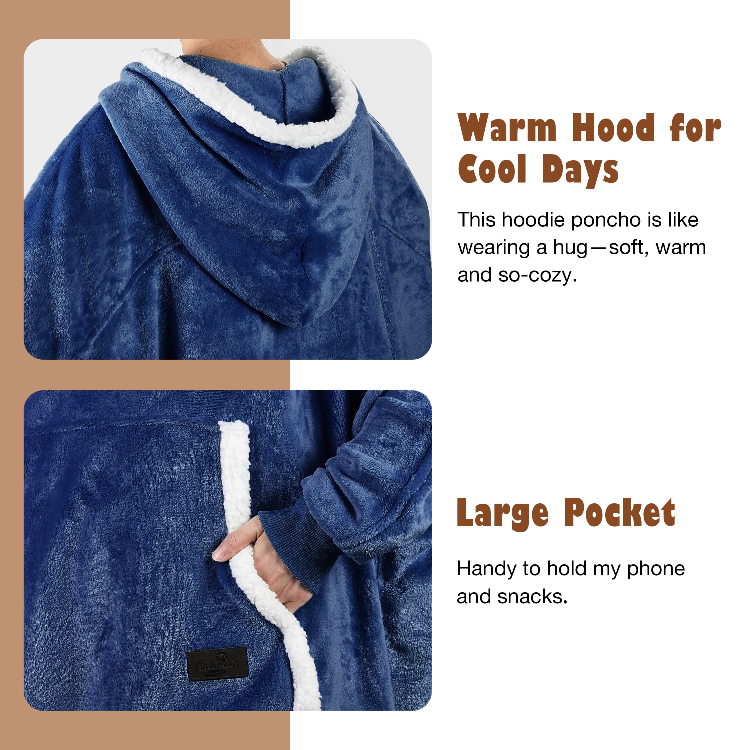 Oversized Hooded Poncho Cape, Casual Hoodie Sweatshirt, Batwing Coat Pullover | Light Weight, Cozy, Comfortable, Roomy | for Adults Women Men Teens