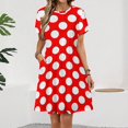 thumbnail image 2 of Polka Dots Red Polka Dots Dress Fashion Beach Short Sleeve Dresses Female Party Printed Sundress, 2 of 7