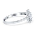 thumbnail image 2 of Halo Floral Engagement Ring Simulated Cubic Zirconia 925 Sterling Silver Size 9, 2 of 5