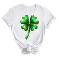 thumbnail image 4 of FRSASU Women St Patricks Mardi Gras Round Neck T Shirts Shamrock Carnival Short Sleeve Tops White, 4 of 5