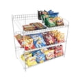 thumbnail image 1 of FixtureDisplays® 24" Wide X 14.9" Deep X 23.2" Tall 3-Open-Shelf Wire Rack for Countertop Chips Snack Book Display Organizer Concession Theatre Kitchen Pantry Stand WHITE 19396-WHITE, 1 of 4
