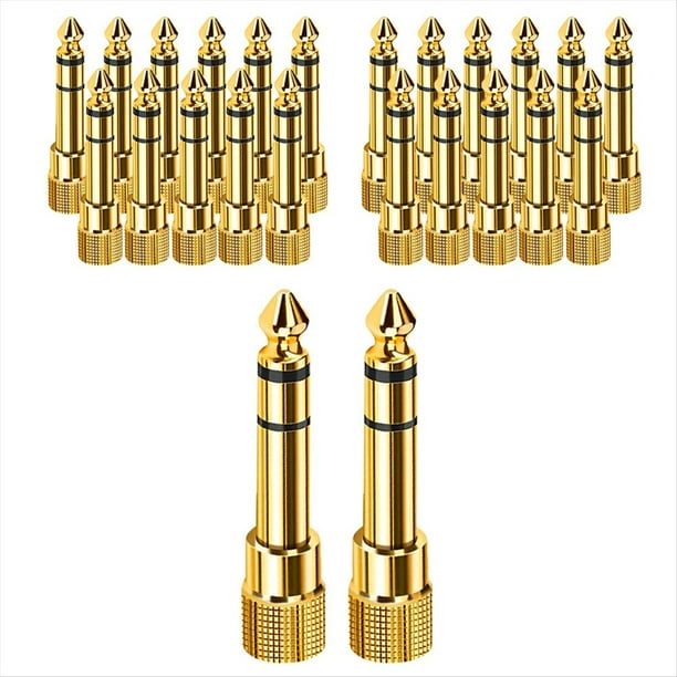 50 Unidades de Conector Jack de 6,5 mm y 1/4 Pulgadas Macho una Hembra de 3,5 Mm, Adaptador de Cable de Audio Macho una Hembra, Enchufes Estéreo de Cobre Puro