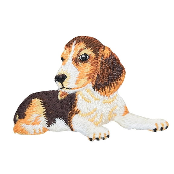 Dog - Pets - Beagle Puppy - Laying Down - Iron on Embroidered Patch Applique