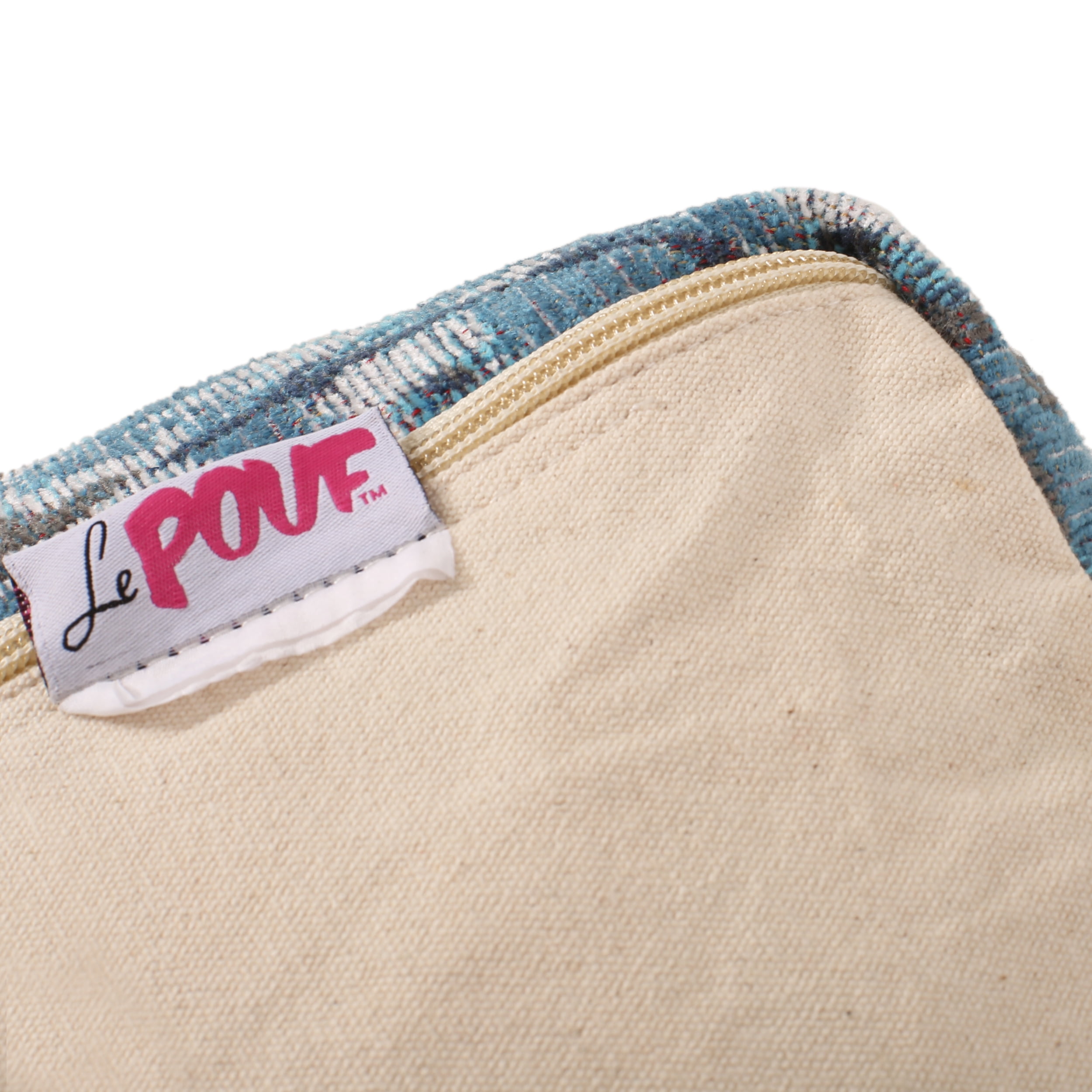 Noble House Cube Bohemian Fabric Pouf, Blue