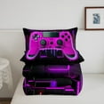 thumbnail image 4 of Purple Gaming Kids Queen Comforter Set - Gamer Comforter Boys Queen Size Bedding Set, Neon Lights Abstract Geometry Design Gamer Room Decor, 4 of 5
