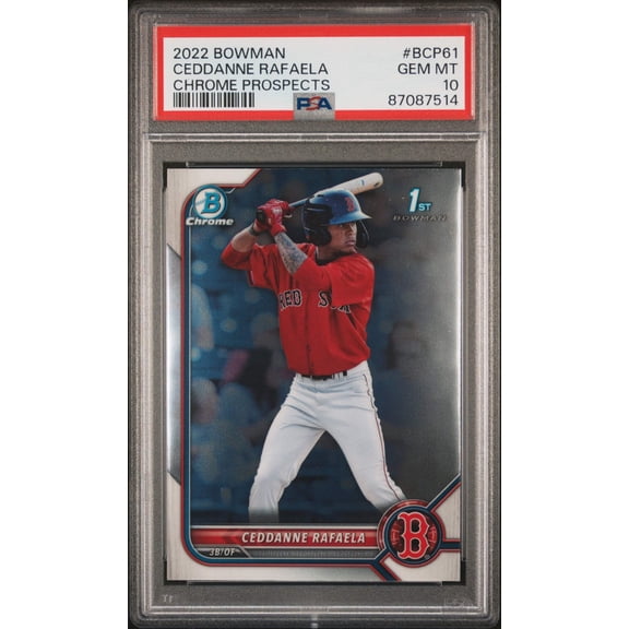 Graded 2022 Topps Bowman Ceddanne Rafaela #BCP61 Chrome Prospects Rookie RC Baseball Card PSA 10 Gem Mint