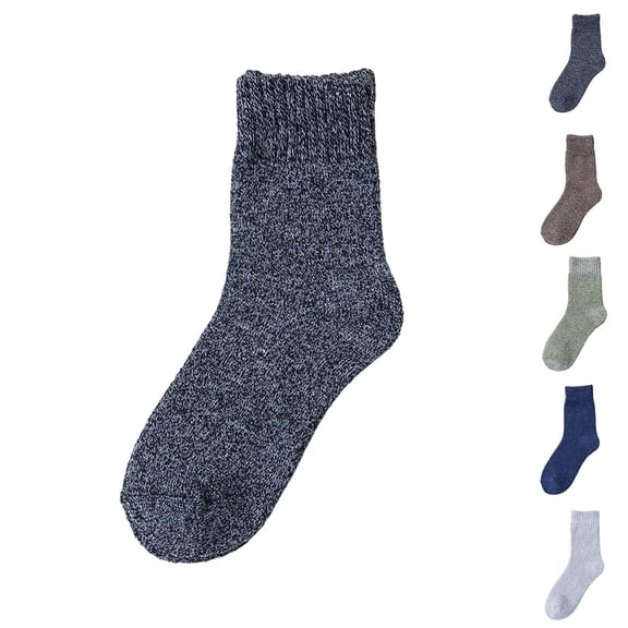 Mid-Calf Thermal Socks for Women, 5 Pairs Thick Warm Wool Blend Winter Boot Socks with Extra Cozy Knit Crew Socks, One Size