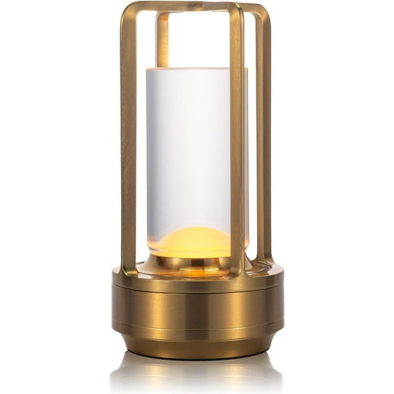 Rechargeable LED Table Lamp - Portable, Waterproof, Touch Dimmable, Perfect for Outdoor, Camping, Bedroom, Living Room - Gold
