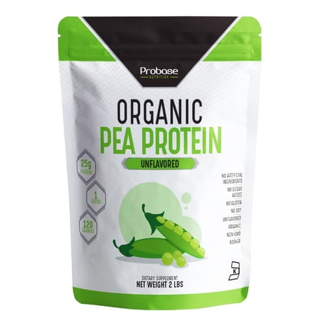 Probase Nutrition Organic Pea Protein Powder - Unflavored - Plant Based - Vegan - Unsweetened, No Added Sugar, Gluten and Soy Free, Paleo and Keto Friendly, 2 LBS