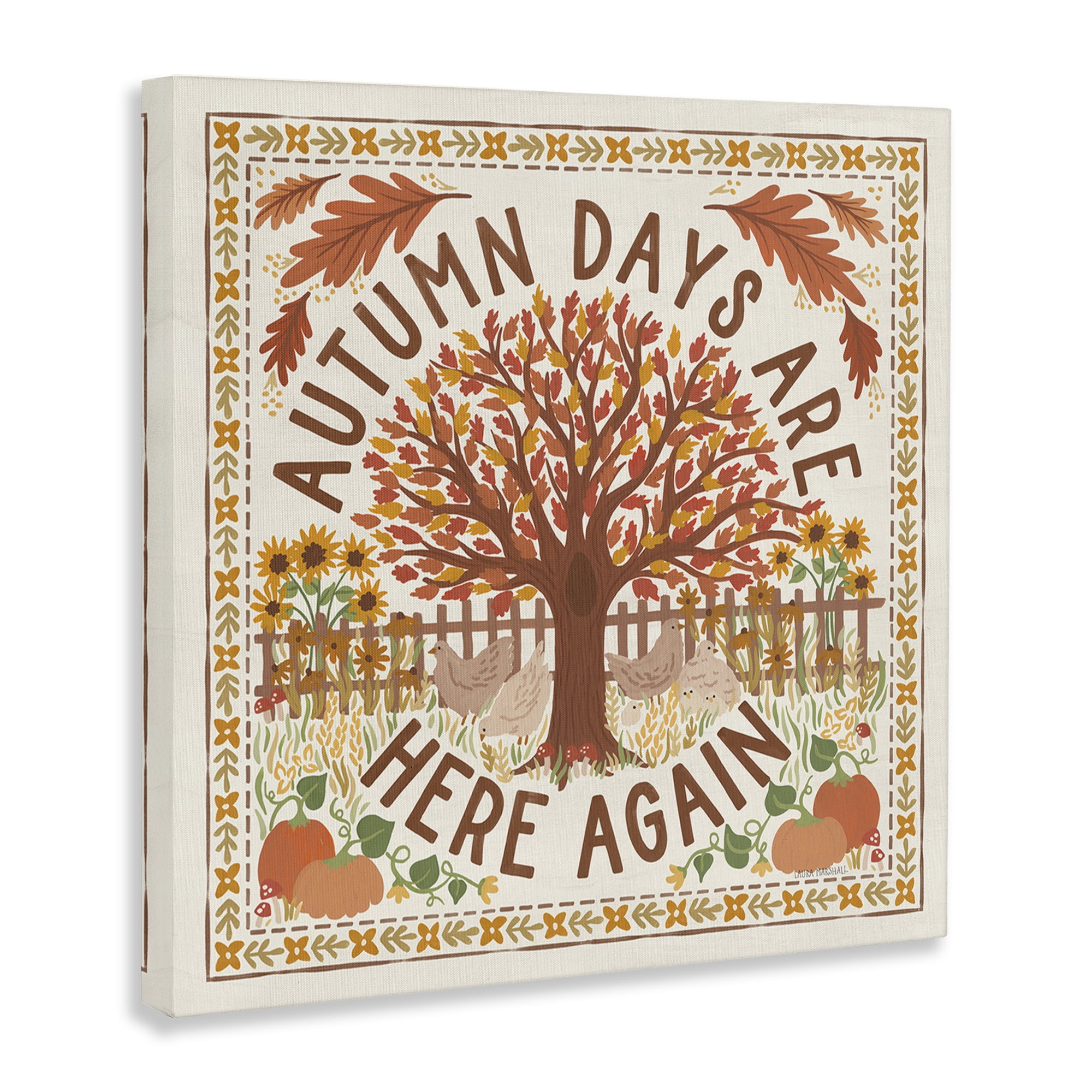 Stupell Industries Autumn Days Here Again Landscape Painting Gallery Wrapped Canvas Art Print Wall Art, 17 x 17