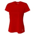thumbnail image 2 of A4 Short Sleeve V-Neck Bird's Eye Mesh Tee For Women in Scarlet | NW3254, 2 of 2