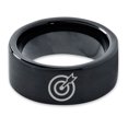 thumbnail image 2 of Tungsten Bullseye Arrow Archery Band Ring 9mm Men Women Comfort Fit Black Flat Cut Brushed Polished, 2 of 4