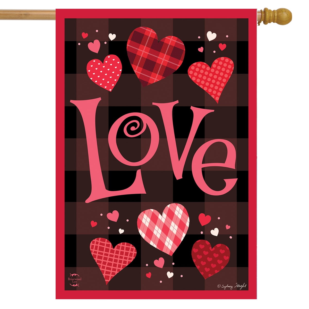 28x40 Happy Valentines Day Multi Heart Nylon Sleeved Garden Flag 28"x40" 