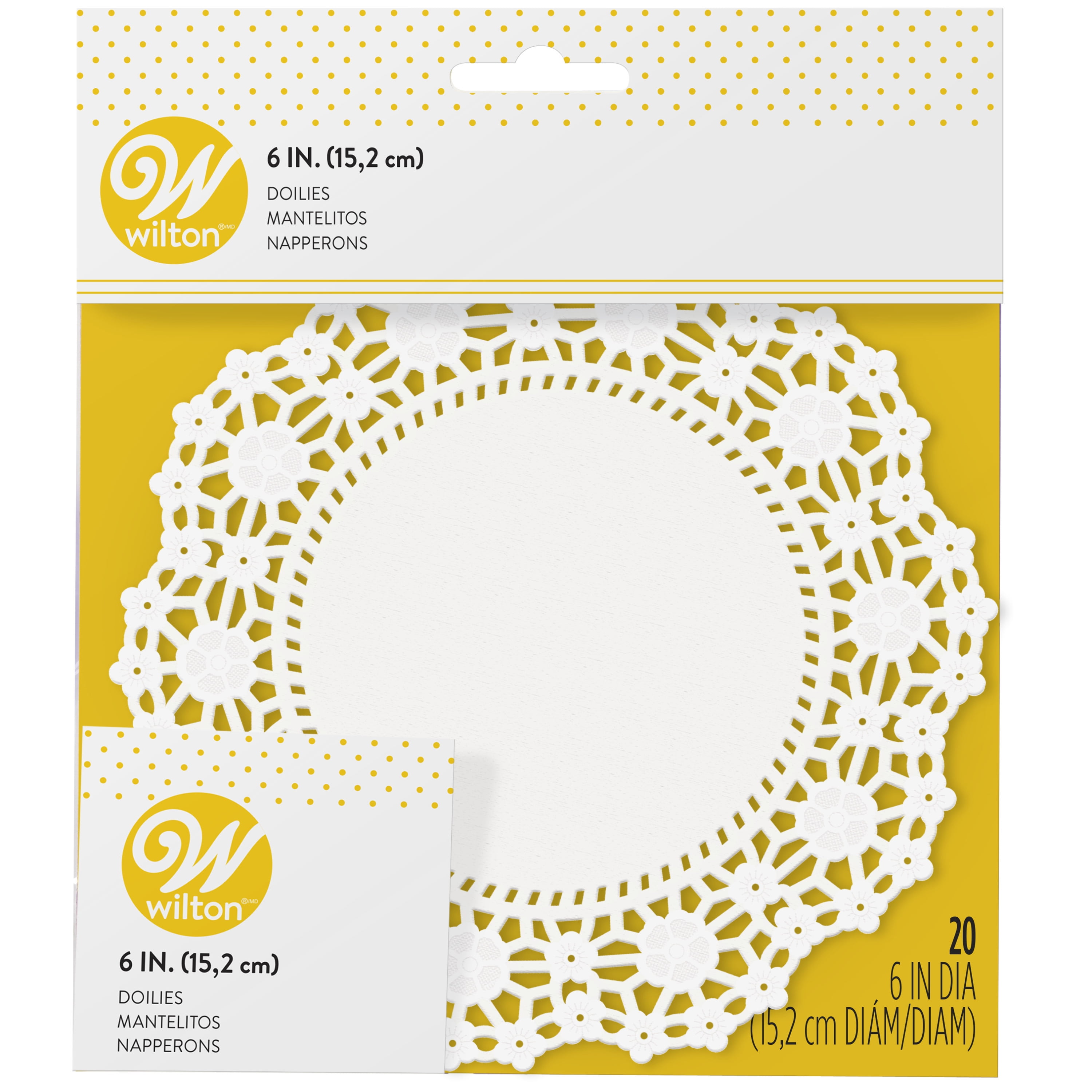 Wilton Lacy Floral 6Inch Bright White Paper Doilies, 20Count