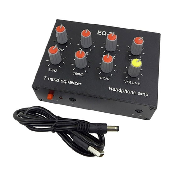 Preamplificador de señal de Audio, preamplificador de fono resistente de bajo ruido, ecualizador de preamplificador 7 para altavoces de teléfono CUTICAT Preamplificador de fono