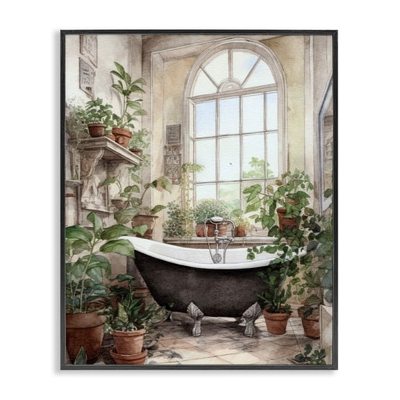 Vintage Sun Lit Bathtub Black Framed Giclee Art, design by Lettered and Lined