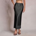 thumbnail image 6 of Maxi Skirts for Women Casual Comfort A line Summer Skirts Flowy Skirt Satin Solid Color Midi Skirt Silk Skirts for Daily Wear, 6 of 6