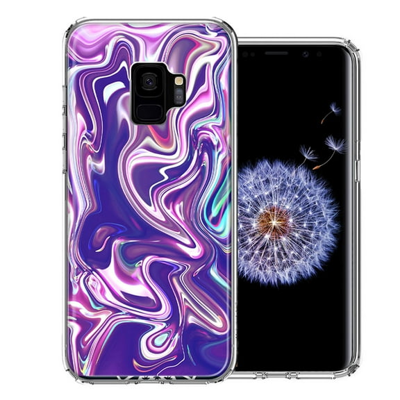 MUNDAZE For Samsung Galaxy S9 Purple Paint Swirl Design Double Layer Phone Case Cover