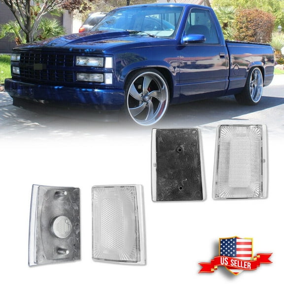 GTINTHEBOX Clear Upper & Lower Side Marker For 1988-1993 C K 1500 2500 3500 Suburban Blazer
