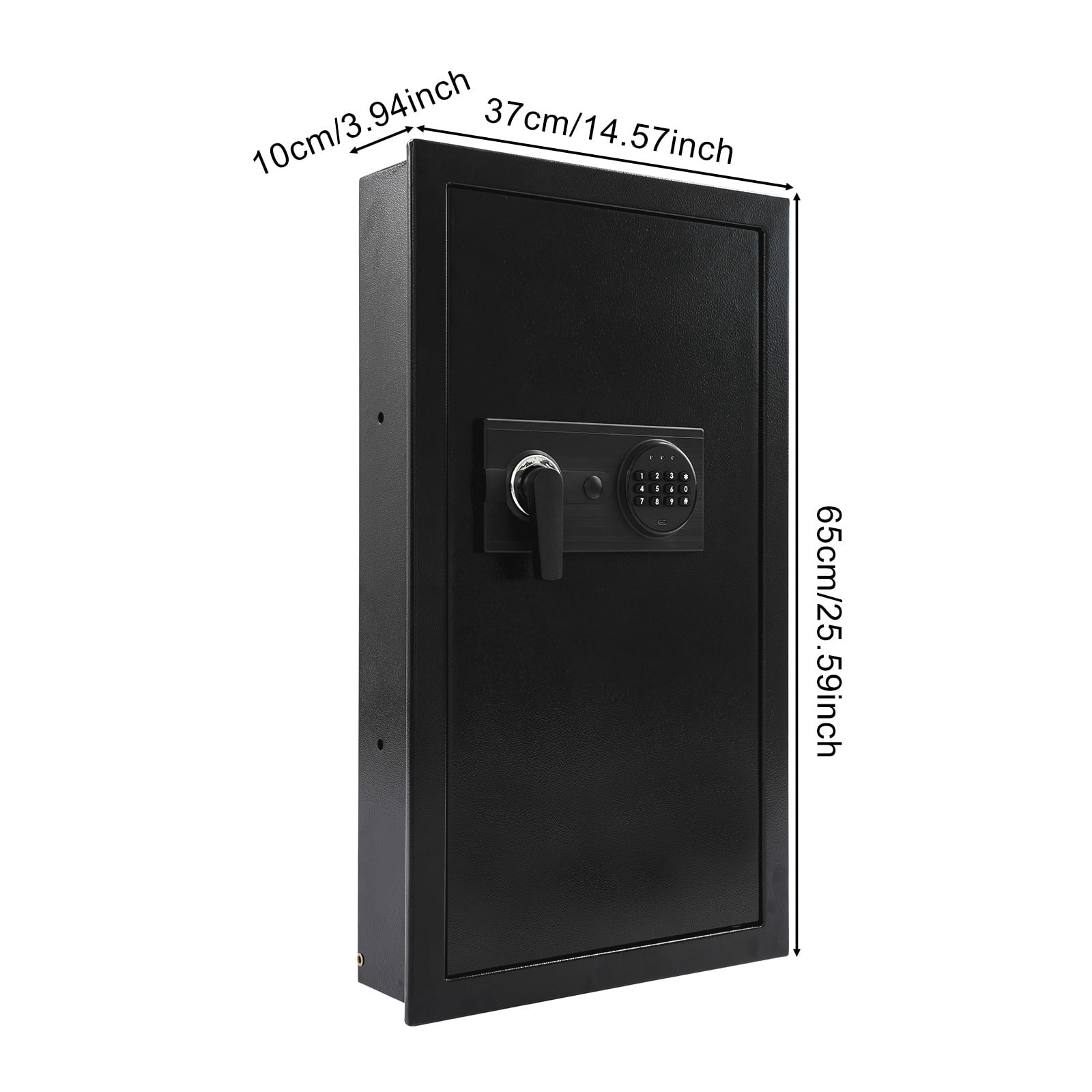 37*10*65cm Modern Wall Safe Steel Wall-mounted Safe w/ Keys, Hidden Wall Safe Black for Bedrooms, Studies