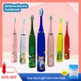 thumbnail image 2 of Cepillo de dientes eléctrico sónico para niños con cabezales de repuesto, cepillo de limpieza ultrasónico recargable de pelo suave con dibujos animados coloridos, 2 of 5