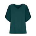 thumbnail image 4 of Idoravan Long Sleeve Shirts for Women Clearance Fashion Women's Summer V-neck Solid Three Quarter Sleeve Casual Top Blouse, 4 of 6