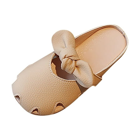 

MQLKF Children s Girls Slippers Closed Toe Open Heel Outer Cartoon Animals Slippers Small Girls Soft Bottom Bow Casual Shoes Lightweight Fashionable Cute Girls Daily Shoes