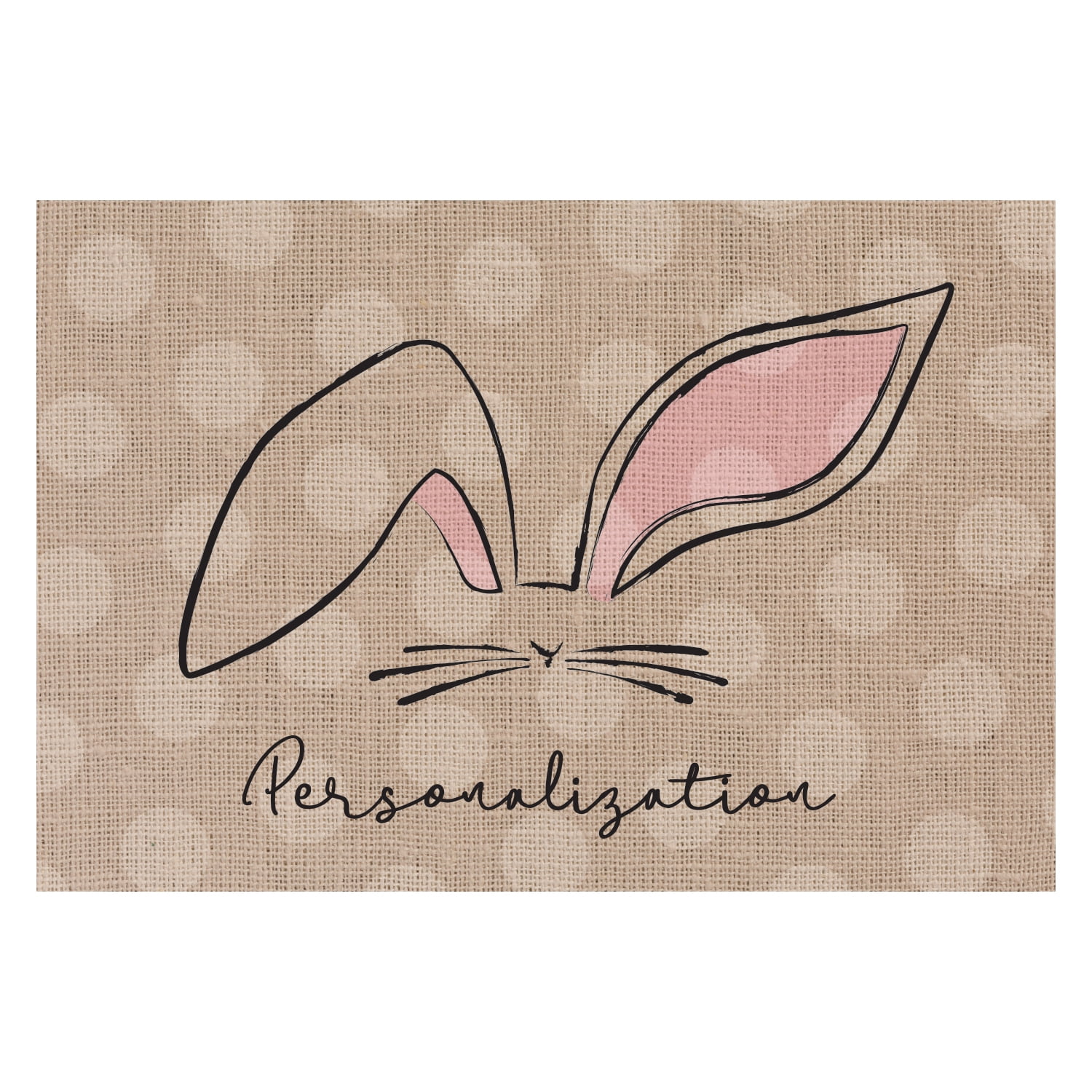 Personalized Planet 27x18 Polka Dot Bunny Ears Doormat with Custom Family Name Printed on Brown Rectangular 1/8” Thick Non Slip Mat for Kitchen Hallway Deck or Porch