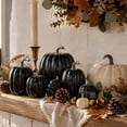 thumbnail image 4 of 7 Pcs Black Faux Pumpkins for Outdoor Gothic Halloween Decor Fall Decor Pumpkins for Indoor Outdoor Home Porch and Table Thanksgiving Halloween Party Decorations, 4 of 7