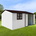 thumbnail image 7 of 10x12 FT Outdoor Storage Shed, Metal Garden Tool Shed with Vents, Window and Bulit-in Hooks, Waterproof  Organization for Home/Backyard/Garden Tools/Lawn Storage, White, 7 of 7