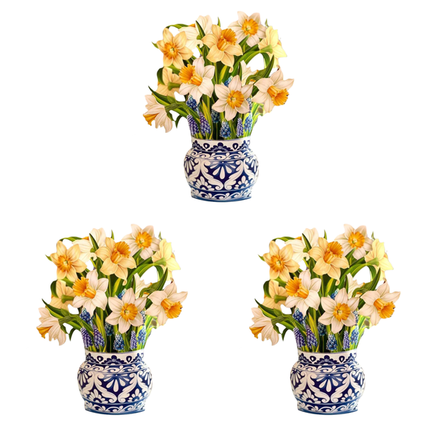 Tarjeta postal con ramo de papel 3D para el día de la madre con saludo de flores emergentes (Narciso)