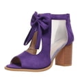 thumbnail image 2 of Sexy Heels for Women Womens Chunky High Heel Sandals Ankle Strap Open Toe Dress Shoes Cut Out Mesh Bows Strappy Sandals High Block Heels Peep Toe Summer Ankle Boots Fish Mouth Fashion Breathable, 2 of 6
