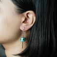 thumbnail image 2 of Tibetan Prayer Wheel Compressed Turquoise Gemstone Chip Inlay Drop Earrings For Women 925 Silver Plated Boho Ethnic Gypsy Fashion Earrings, 2 of 5