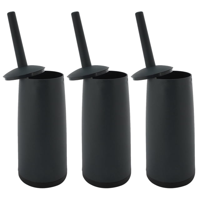 3X Escobillas Y Soportes para Inodoros Escobilla para Inodoro con Soporte Negro para Baños Escobilla para Inodoro de Diseño Moderno con Tapa Larga