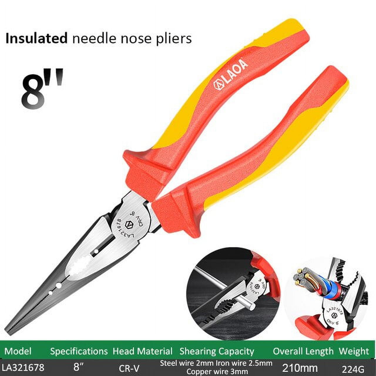 LAOA Insulated Needle Nose Plier,Long Needle Nose Pliers,1000V