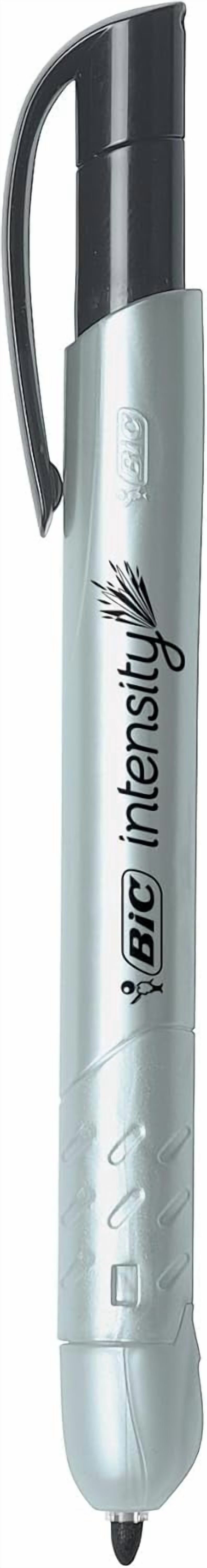 BIC Intensity Retractable Permanent Markers, Fine Bullet Tip, Black, 12-Count Pack, Markers for Teachers and Office Supplies