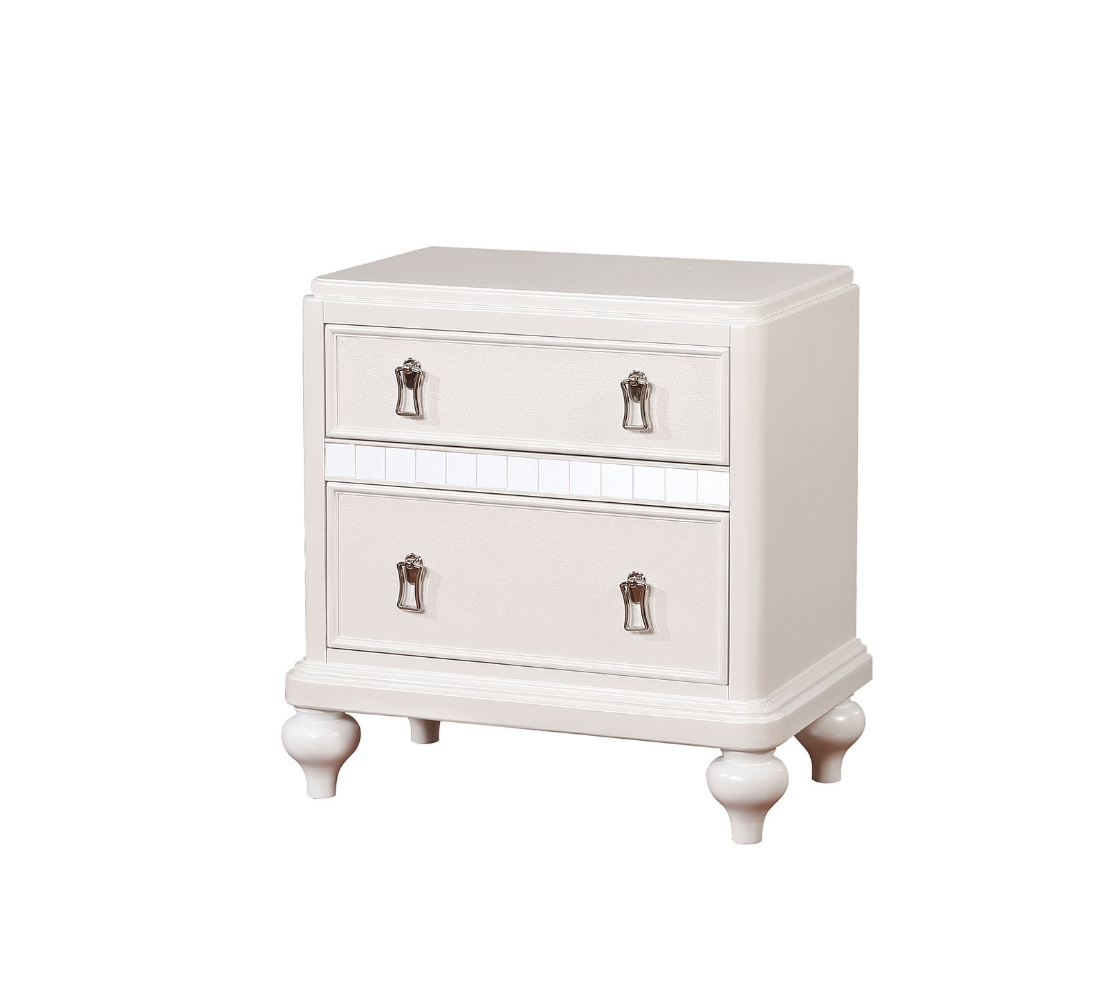 Furniture Of America Cresenda White Mirror Trim Nightstand