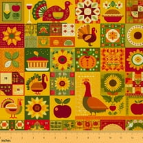 Homewish Thanksgivng Day Fabric by the Yard 2 Yard,Cartoon Rustic Turkey Room Decor Fabric by the Yard,Country Sunflower Boho Theme Fabric for Sewing For Men Women,Ultra Soft Home Decor