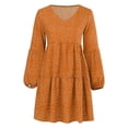 thumbnail image 6 of Womens Tunic Dress Long Sleeve V Neck Casual Loose Flowy Swing Shift Dresses Yellow XL, 6 of 9