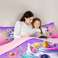 thumbnail image 4 of Erosebridal Cute Unicorn Full Size Comforter Sets，Colorful Flowers Watercolor Splatter Ink Bedding Sets For Kids Girls,Reversible Pink 3 Pieces, 4 of 7