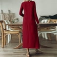 thumbnail image 5 of Enjoytime Casual Fall Dresses for Women Solid Color V-Neck Long Sleeve Maxi Dress Loose Beach Vacation Party Dresses Wine S, 5 of 8