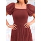 thumbnail image 5 of Vestido PRETTYGARDEN Midi de Tul con Fruncido y Mangas Abullonadas Rojo Ladrillo S, 5 of 7