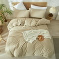 thumbnail image 3 of Washed Cotton Duvet Cover Set Linen Feel Natural Wrinkle Lightweight Comfy (King  Linen), 3 of 6